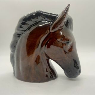 Horse Head Vase Brown Glossy