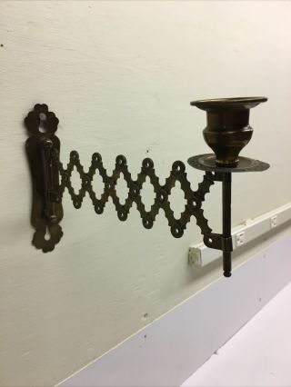 Vintage Brass Accordian Wall Mounted Candle Holder Sconce
