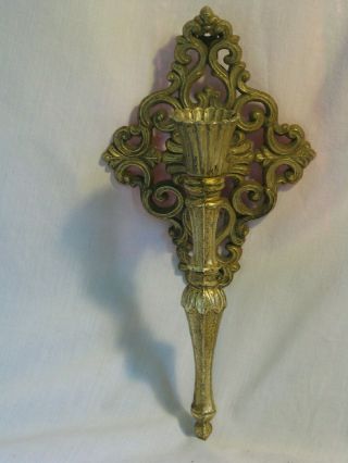 Vintage Ornate Metal Wall Candle Holder Sconce Scroll Gothic Art Nouveau Decor