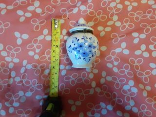 Delft Blue Floral Sugar Bowl Shaped Porcelain Hinged Trinket Box