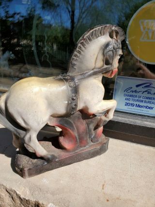 Vintage Trojan Horse Chalk Ware Carnival 1936 Amusement Park Fair Prize