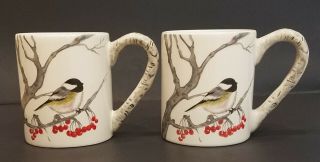 Kate Williams Winter Chickadee Mugs Set Of 2 Global Design Connections