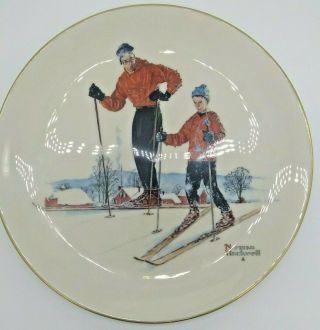 Norman Rockwell Gorham 10.  75 " Plate 1980 Limited 4 Seasons “winter Ski Skills”
