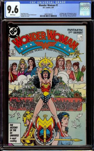 Wonder Woman 1.  Cgc 9.  6 Nm,  White Pages.  1987 Origin.  Wrap Around Cover