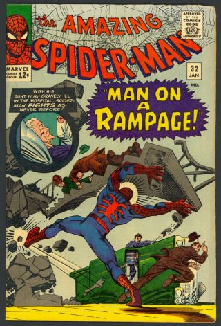 Spider - Man 32 - Steve Ditko Cover & Art - Marvel Comics (1965) Vg/fn