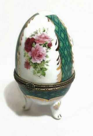 Antique Porcelain Floral Footed Egg Staffordshire Knot Mark 1800 - 1950