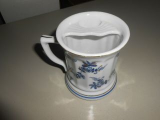 Vintage Blue & White Coffee Tea Mug With Mustache Guard