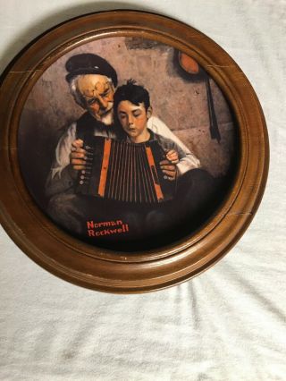 Norman Rockwell The Music Maker Plate With Frame.  Plate Number E6600.  1981