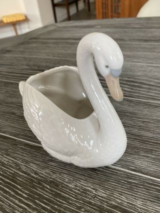 Vintage Nao By Lladro Porcelain Swan Figurine Vase Planter Made In Spain