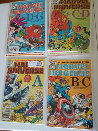 The Official Handbook Of The Marvel Universe Set.  Books 1 - 15 And 16 - 19