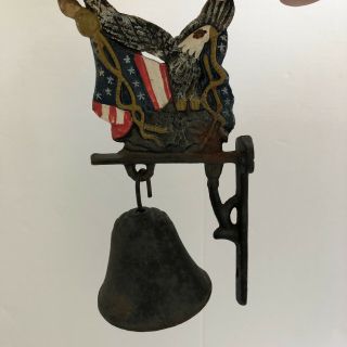 Cast Iron Eagle With Flag Wall Hanging Dinner Bell