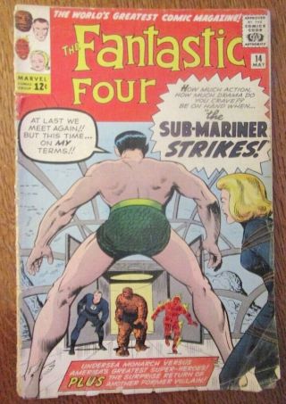 Marvel 12c (1963) : Fantastic Four 14 Sub - Mariner (puppet Master).  G