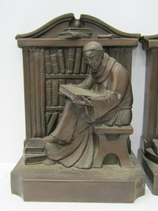 Antique L.  V.  Aronson 1920 ' s Library Monk Bookends 2