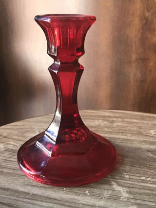 Vintage Ruby Red Candle Stick Holder Stands 4 1/2 “ Tall