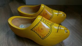 Dutch Holland Wood Clog Sabot Slip On Shoes Mules Natural 40/41,  26 Cm Painted