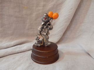 Vintage Pewter Clown Statue With Dog And Balloon 6 " (george Good?)