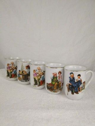 Vintage 1982 Norman Rockwell Classic Mug Series Decorative Coffee Cup Set
