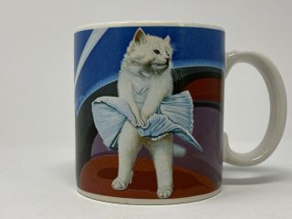 Rare Vintage Kitten Cat In Iconic Marilyn Monroe Pose Mug 1988 Made In Korea