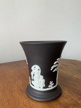 Vintage Wedgewood Jasperware Small Black 3 And 3/4 Inch Vase