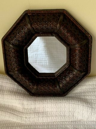 Set of three small mirrors with thick open cane wicker frames 2