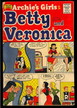 Archie’s Girls Betty And Veronica 24 Golden Age Teen Comic 1956 Vg
