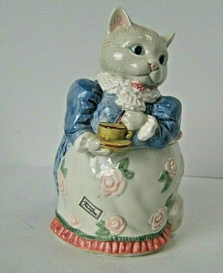 Fitz And Floyd Hand Painted Kitty Coffee Tea Canister 1988