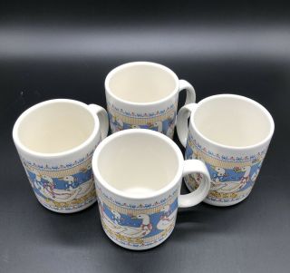 4 Vintage Treasure Craft Stoneware Ribbon Geese Coffee Cups Mug 2