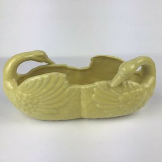 Vintage Swans Planter Yellow Ceramic Hand Painted Made in Japan Vase 3