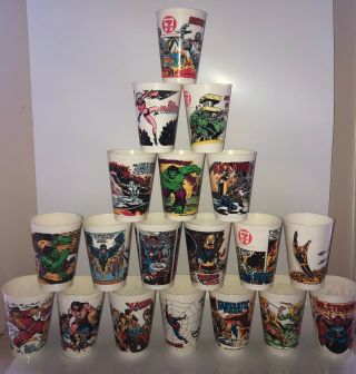 Vintage 7 - 11 Marvel Superhero Cups 1977 19 Total Cups // No Duplicates