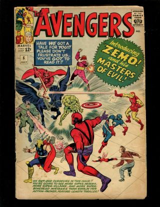Avengers 6 Vg - Kirby 1st Zemo & Masters Of Evil Black Knight Melter Rick Jones