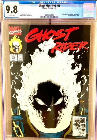Ghost Rider V2 15 Cgc 9.  8 Nm,  Glow - In - The - Dark 1st Print