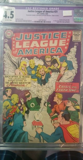 Justice League Of America 21 Cgc 4.  5 First Silver Appearance Of The Jsa