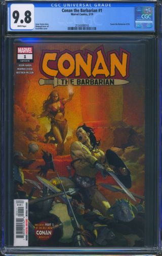 Conan The Barbarian 1 (marvel) Cgc 9.  8 White Pages Jason Aaron Esad Ribic