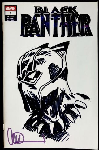 Marvel Comics Black Panther 1 Blank Cover W/charlie Adlard Black Panther Sketch