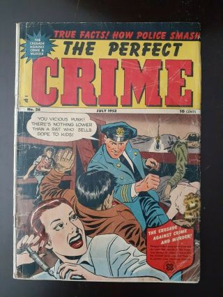 Perfect Crime 26 Golden - Age Pre - Code Crime 1952 Cross Pub Hypodermic Drug Cover