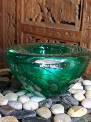 Kosta Boda Atoll Green Art Glass Votive Candle Holder Design Anna Ehrmer