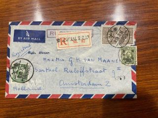 1946 China Roc Shanghai To Holland Registered Airmail Cover