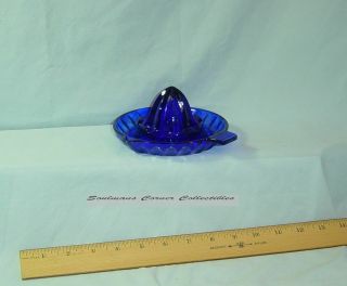 Vintage Cobalt Blue Depression Glass Juice Reamer With Tab Handle