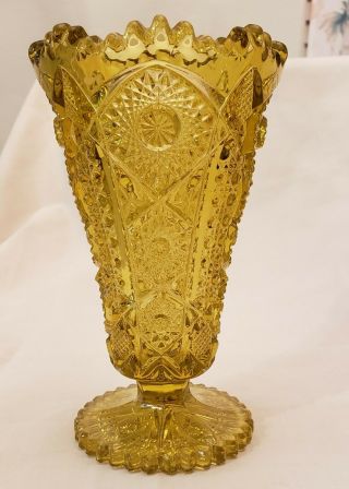 Vintage Imperial Glass Vase Gold Hobstar Pattern 6 "