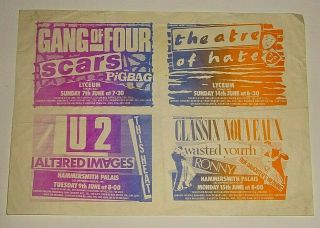 Artists Proof London Gig Adverts June 1981 Gang Of Four Scars U2 Theatre Of Hate