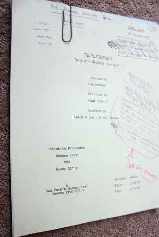 All In The Family Tv Show Shooting Script Rare Set Archie 