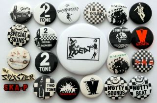 Ska,  Two Tone And Madness Badges 22 X Assorted Pin Badges 2 Tone Rude Boy