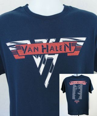 Van Halen T Shirt 2015 Van Halen Tour Mens Size L Navy Blue Double Sided Large