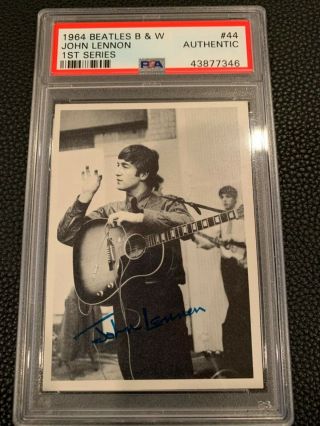 1964 The Beatles B&w John Lennon 1st Series Card 44/60 Psa Authentic