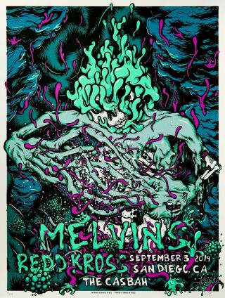 Melvins & Redd Kross - 18x24 " Signed Screenprint Gig Show Poster - San Diego