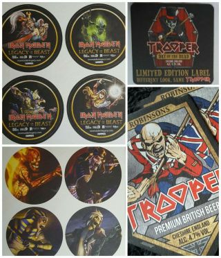Iron Maiden Trooper Beer Mats,  Legacy Beast Set Of 4,  Day Dead.  Set Of 14