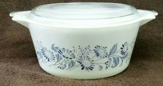 Pyrex 1.  5 L Colonial Mist White & Blue Floral Casserole Bowl & Lid 474 - B