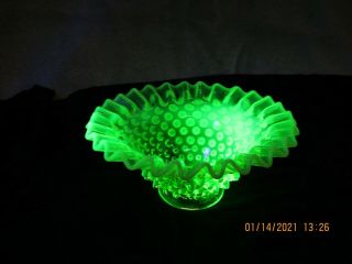 Vintage Green Vaseline/uranium Glass Vase Bowl - - - - S32