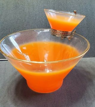 Vintage Tangerine Orange Blendo Chip And Dip Set With Bracket