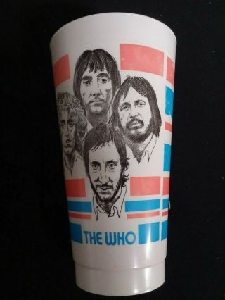 Vtg The Who Rock Band Concert Plastic Tumbler Souvenir Cup 1976 Fuzz Inc Rare